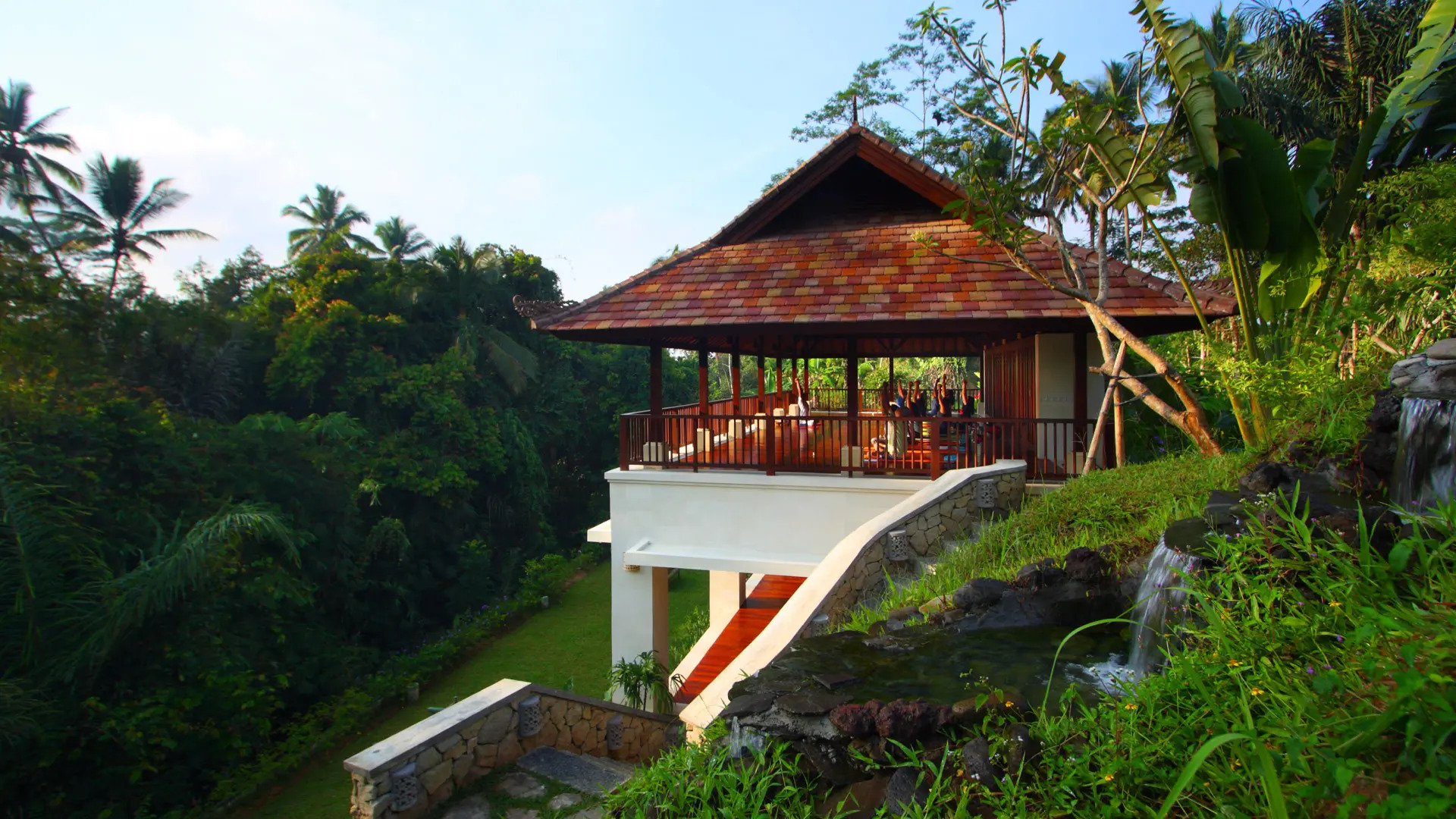 Balinese open-air pavilion with traditional architecture at BeingSattvaa